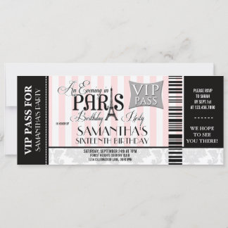 Abend in Paris Süß 16 Party Einladungen
