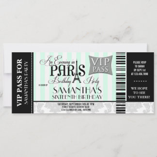 Abend in Paris Süß 16 Party Einladungen