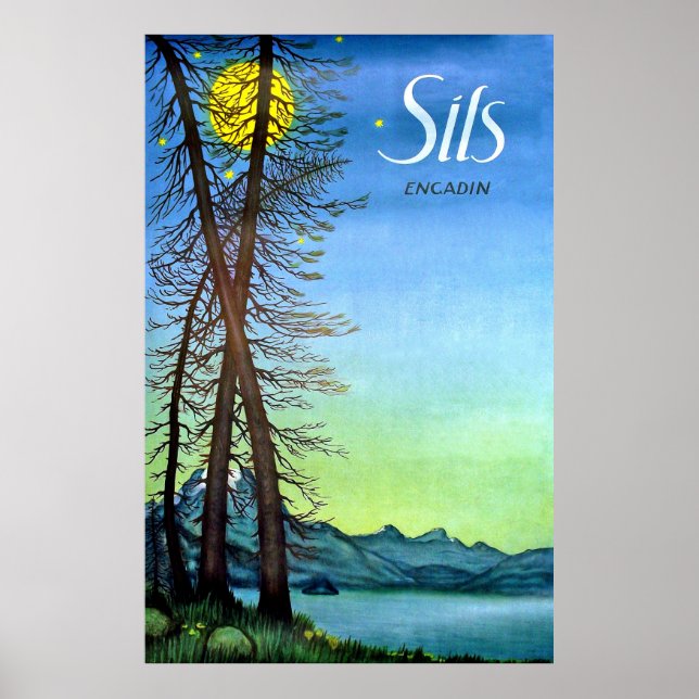 Abend in Sils, Engadin, Schweiz, Vintag Poster (Vorne)