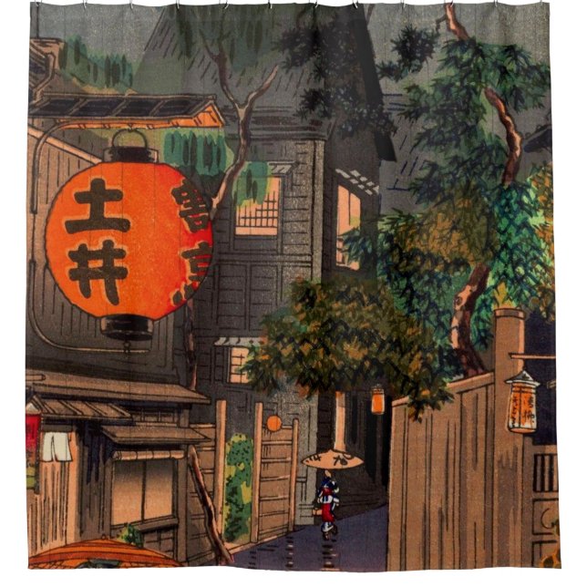 Abend in Ushigome von Tsuchiya Koitsu Duschvorhang (Vorderseite)