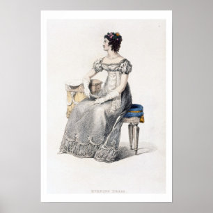 Abend-Kleid, Modeplatte von Ackermann's Repo Poster