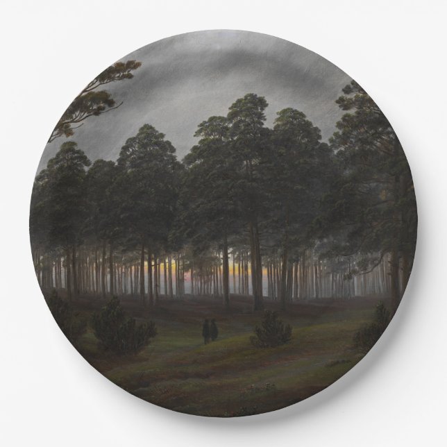 Abend Landscape (von Caspar David Friedrich) Pappteller (Vorderseite)