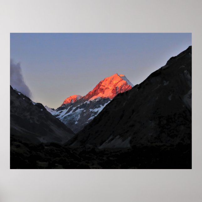 Abend Light auf Aoraki Poster (Vorne)