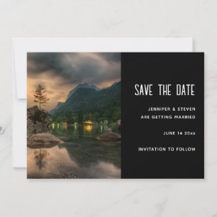 Abend Mountain Lake Foto - Hochzeit Save The Date