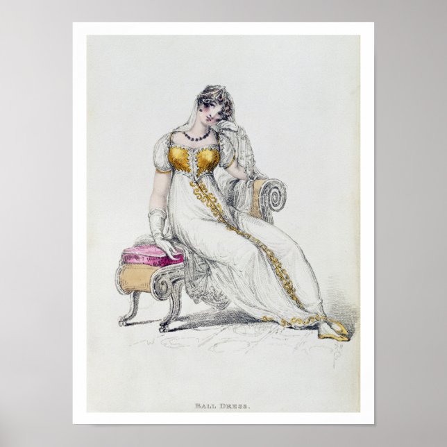 Abend- oder Hochzeitskleid, Modeplatte aus Poster (Vorne)