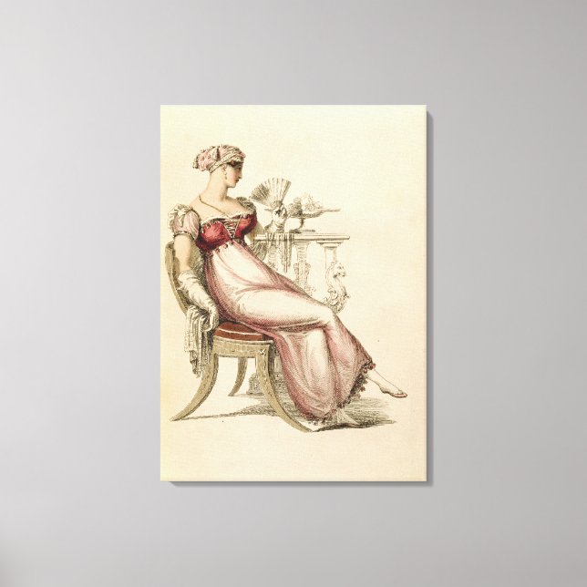 Abend- oder Kugelkleid, Modeplatte von Ack Leinwanddruck (Vorderseite)