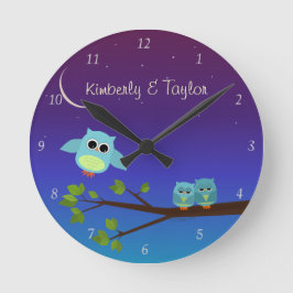 Abend Owls Wall Clock Runde Wanduhr