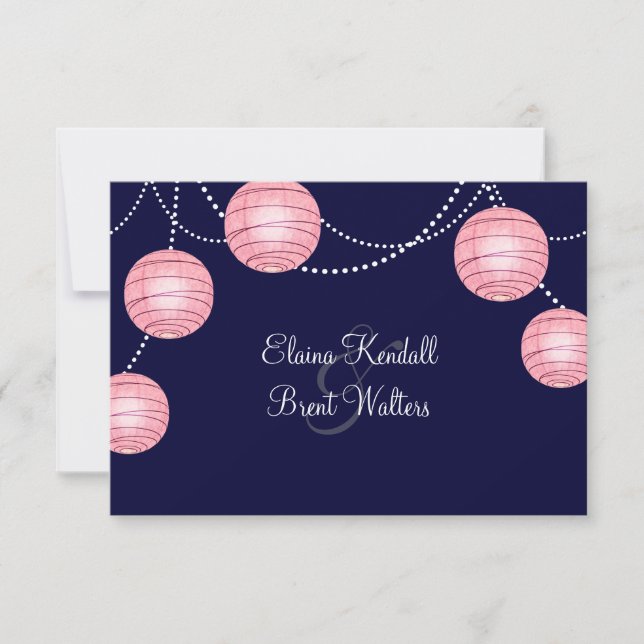 Abend Pink Party Lanterns UAWG RSVP Karte (Vorderseite)