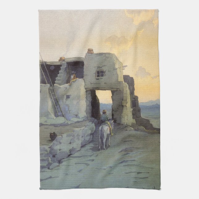 Abend, Pueblo von Walpi von Marion Kavagh Wachtel Geschirrtuch (Vertikal)
