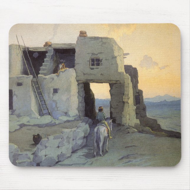 Abend, Pueblo von Walpi von Marion Kavagh Wachtel Mousepad (Vorne)