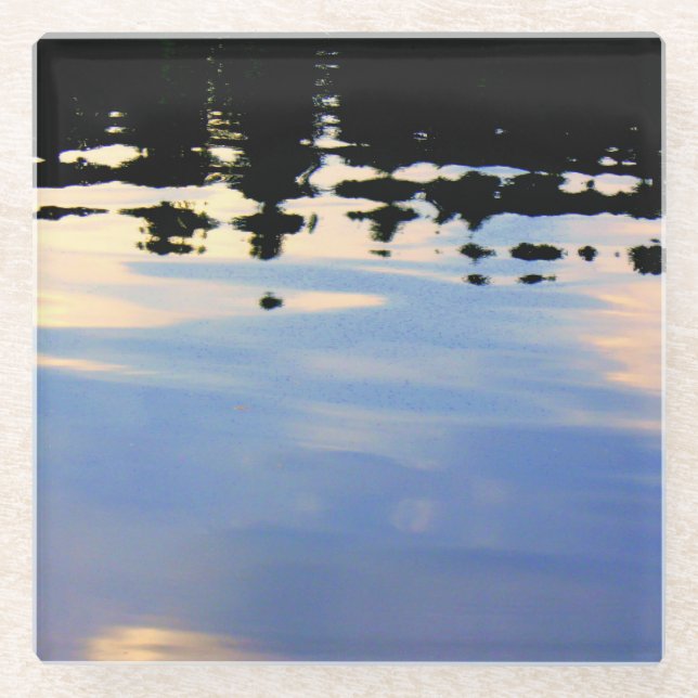 Abend-Reflexion auf dem Teich Glasuntersetzer (Vorderseite)