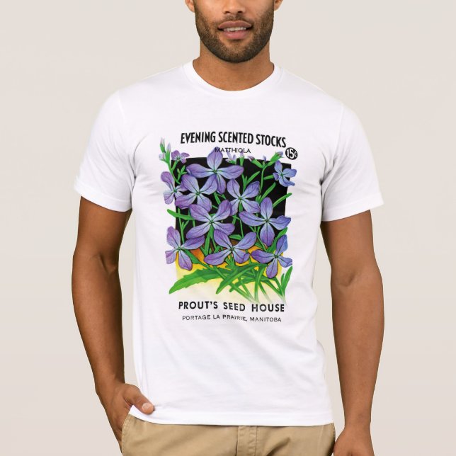 Abend-Scented Stocks Seed Packet Label T-Shirt (Vorderseite)