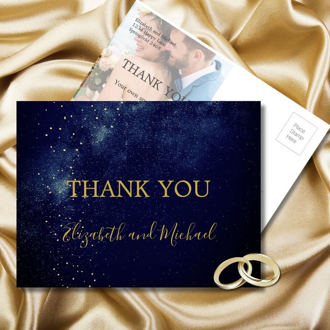 Abend Sky Astral Gold Stars Hochzeit Vielen Dank Postkarte (Von Creator hochgeladen)