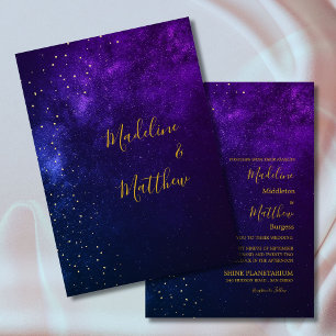 Abend Sky Astral Gold Stars Lila Hochzeit Einladung