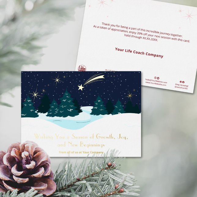Abend Sky Foil Accelerator Weihnachtskarte Folieneinladung (Evening Sky Foil Accents Christmas Holiday Card, Business Season Greetings, Shooting Star)