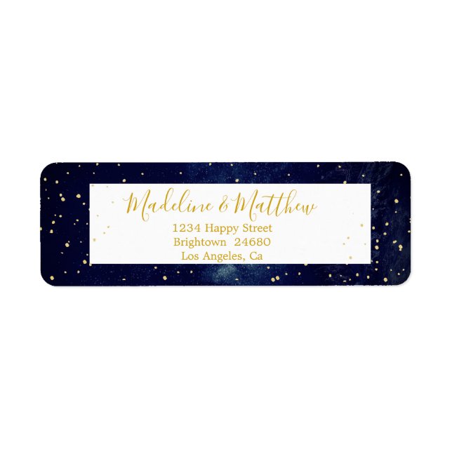 Abend Sky Gold Stars Blue Wedding Monogram (Vorne)