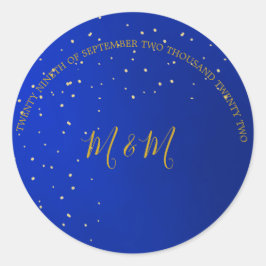 Abend Sky Moon Gold Stars Hochzeit Runder Aufkleber
