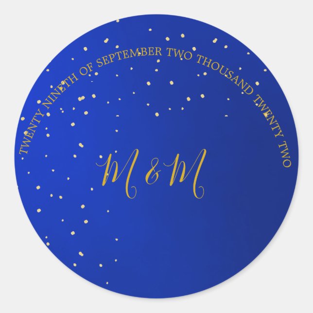 Abend Sky Moon Gold Stars Hochzeit Runder Aufkleber (Vorderseite)