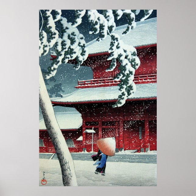 Abend Snow at Edo River Hasui Kawase Circa 1925 Poster (Vorne)