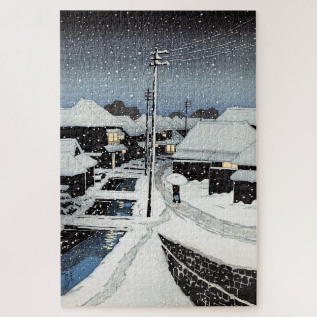 Abend Snow at Terajima Village Hasui Kawase (Vertikal)