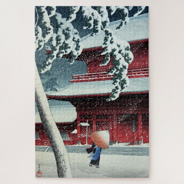 Abend Snow bei Edo River Hasui Kawase (Vertikal)
