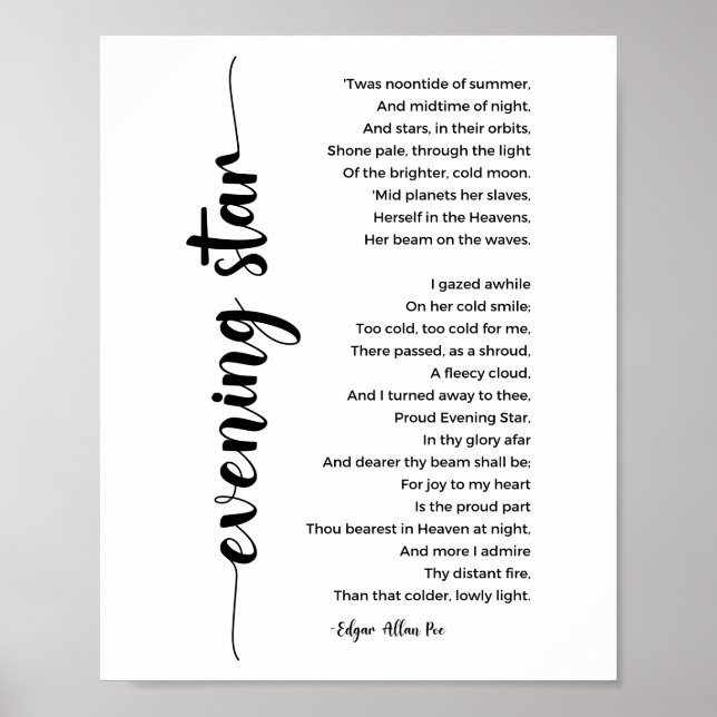 Abend Star Gedicht von Edgar Allan Poster (Vorne)