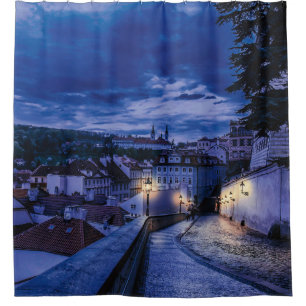 Abend Straße in Prag Duschvorhang