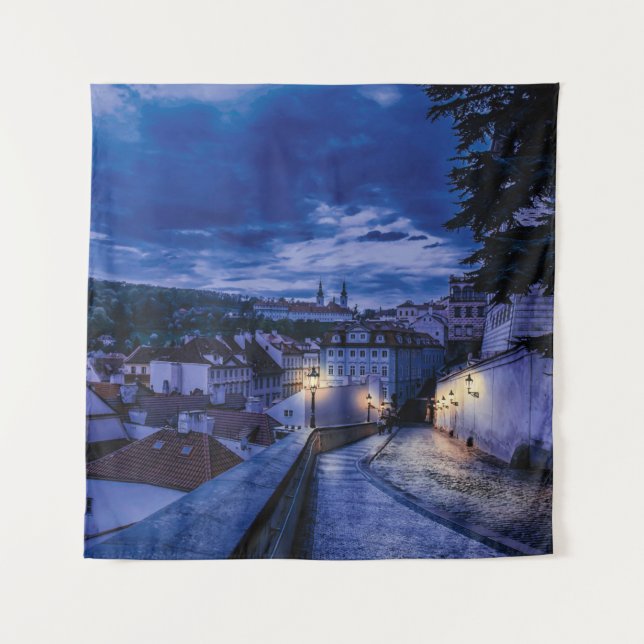 Abend Straße in Prag Wandteppich (Vorderseite)