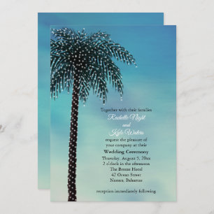 Abend String Lights Palm Tree Einladung Hochzeit