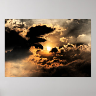 Abend Sun mit Wolkendecke Poster