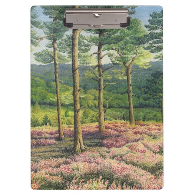 Abend Sun, Surrey-Hügel-Kiefern im Pastell Klemmbrett (Vorderseite)