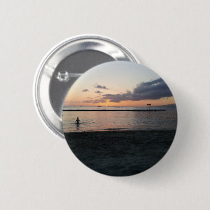 Abend Sunset Tropical Beach Waikiki Oahu Hawaii Button