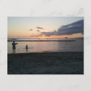 Abend Sunset Tropical Beach Waikiki Oahu Hawaii Postkarte