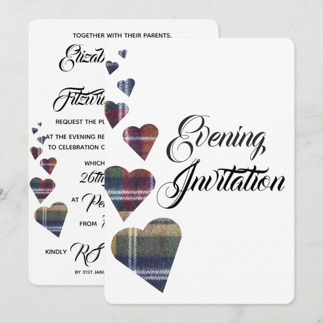 Abend Tartan Einladung (Vorne/Hinten)