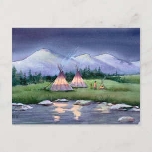 Abend TIPI CAMP von SHARON SHARPE Postkarte