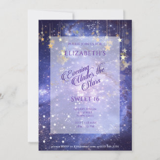Abend unter den Sternen Süße 16 Sparkle Galaxie Einladung