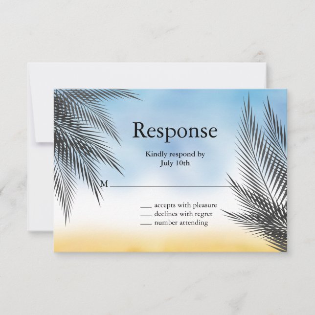Abend Watercolor Palm Blätter UAWG RSVP Karte (Vorderseite)