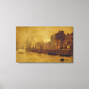 Abend, Whitby Hafen, 1893 (Öl an Bord) Leinwanddruck