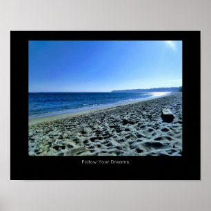 Abenddämmerung am Malibu-Strand Inspirationszitat Poster