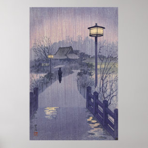 Abenddämmerung Regen auf dem Weg nach Shinobazu in Poster