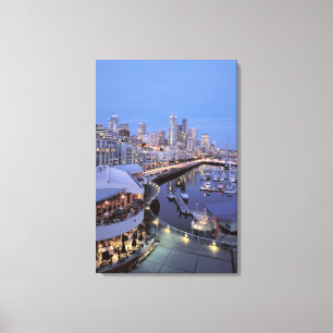 Abendessen am Hafen von Bell in Seattle, Washingto Leinwanddruck
