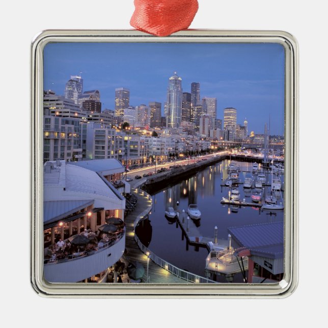 Abendessen am Hafen von Bell in Seattle, Washingto Silbernes Ornament (Vorne)