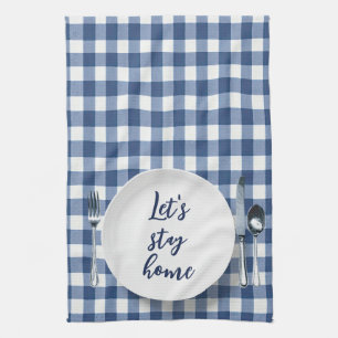 Abendessen auf Blue Gingham Geschirrtuch