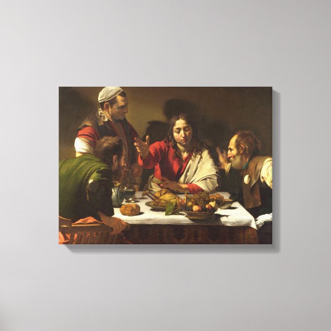 Abendessen bei Emmaus - Caravaggio Leinwanddruck (Vorderseite)