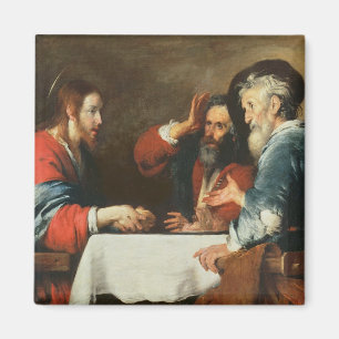 Abendessen bei Emmaus (Öl auf Leinwand) 2 Magnet