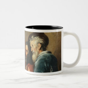 Abendessen bei Emmaus (Öl auf Leinwand) 2 Zweifarbige Tasse