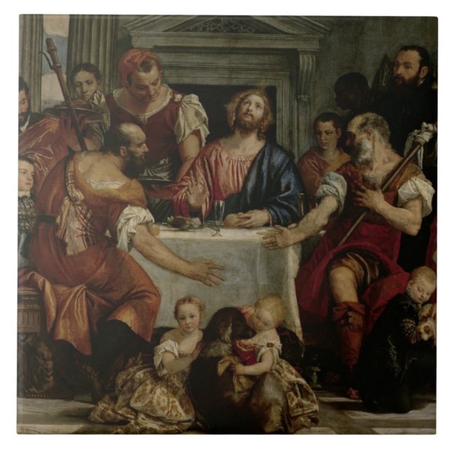 Abendessen bei Emmaus (Öl auf Leinwand) Fliese (Vorderseite)