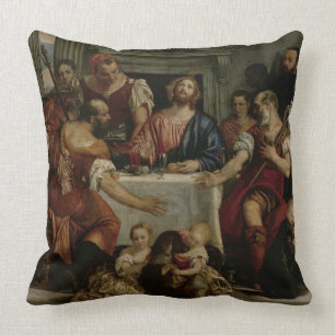 Abendessen bei Emmaus (Öl auf Leinwand) Kissen