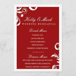 Abendessen des Strudel-311-Swanky/Getränk-Menü-Rot Menükarte