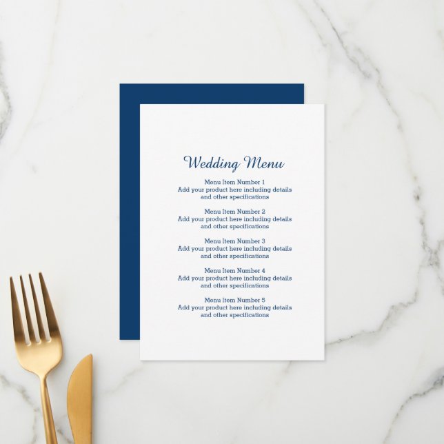 Abendessen Hochzeitsmenü mit Logo für den Anker de Menükarte (Vorderseite/Rückseite Beispiel)